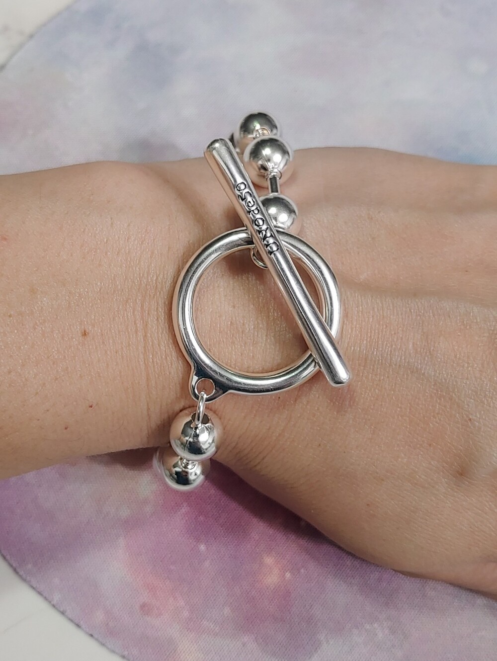 UNO de 50 Silver Toggle Ball Bracelet
